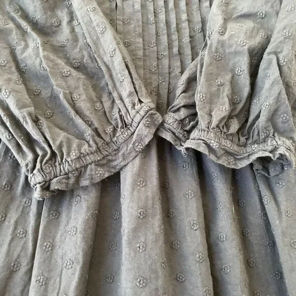 Madewell Embroidered Pintuck Mini Dress 100% Cotton Black Women's Small Prairie - Picture 5 of 8